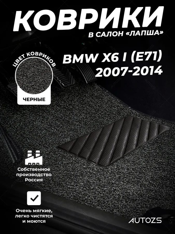 Коврики в салон ворсовые лапша для BMW X6 I (E71) (2007-2014)