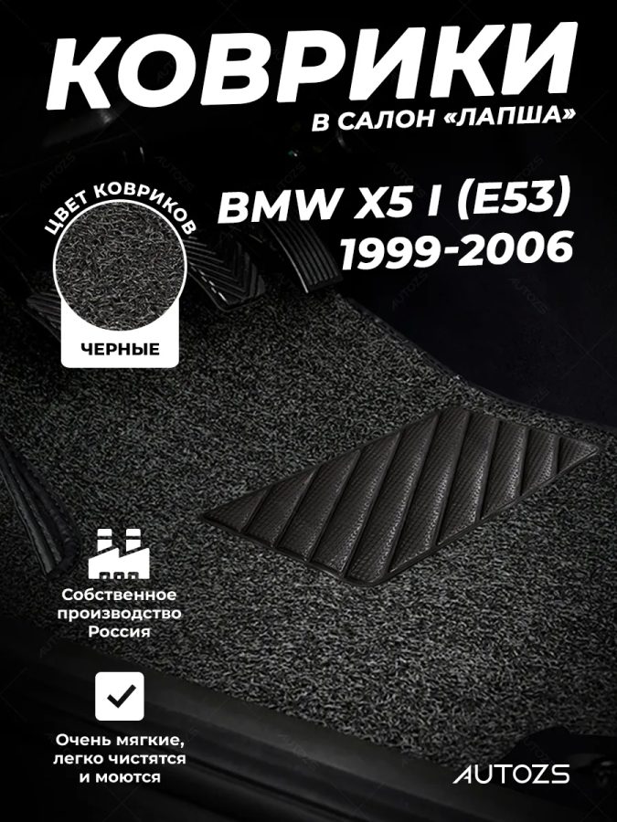 Коврики в салон ворсовые лапша для BMW X5 I (E53) (1999-2006)