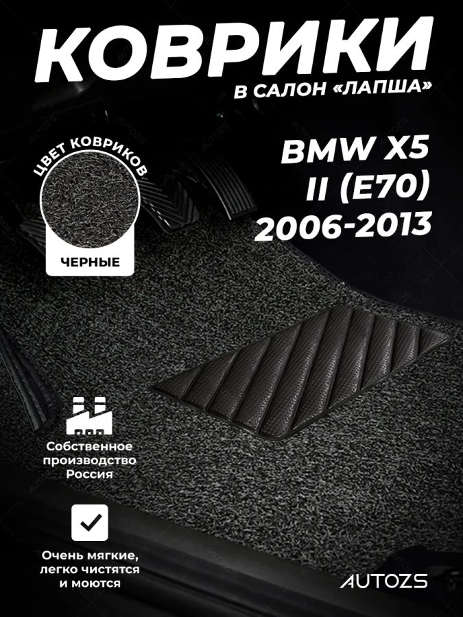 Коврики в салон ворсовые лапша для BMW X5 II (E70) (2006-2013)