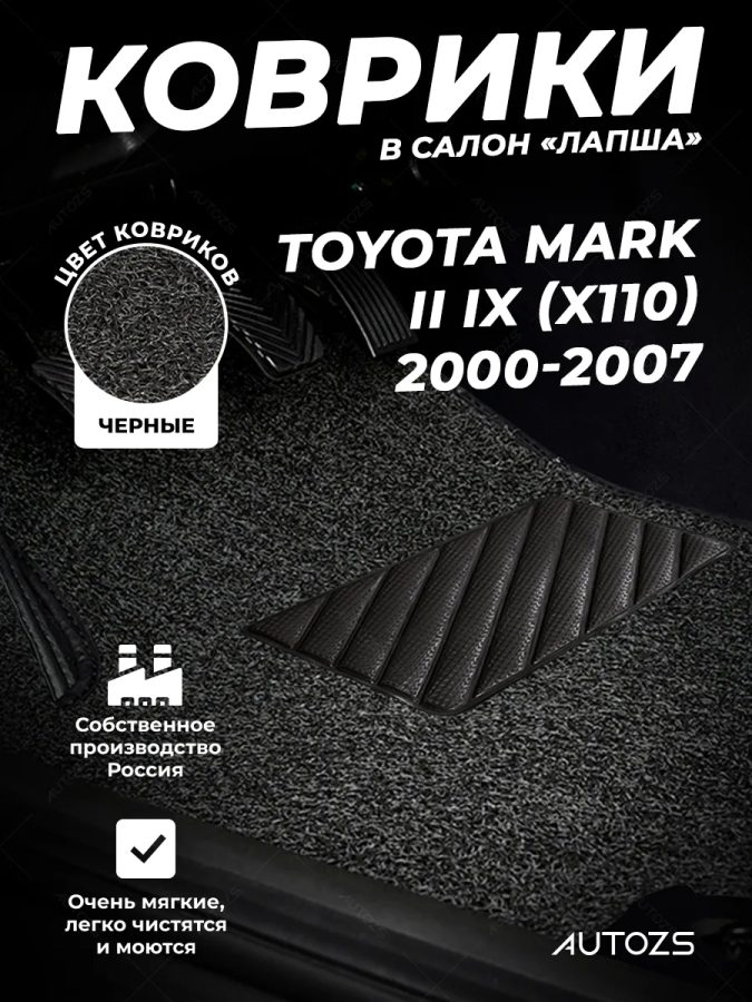 Коврики в салон ворсовые лапша для Toyota Mark II IX (X110) (2000-2007)