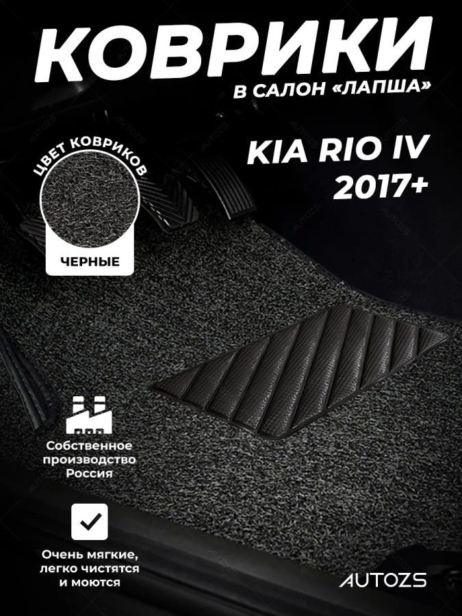 Коврики в салон ворсовые лапша для Kia Sorento I (2002-2009)
