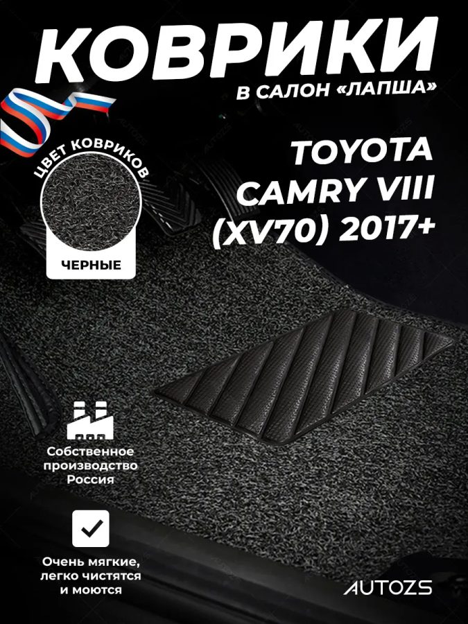 Коврики в салон ворсовые лапша для Toyota Camry VIII (XV70) (2017+)