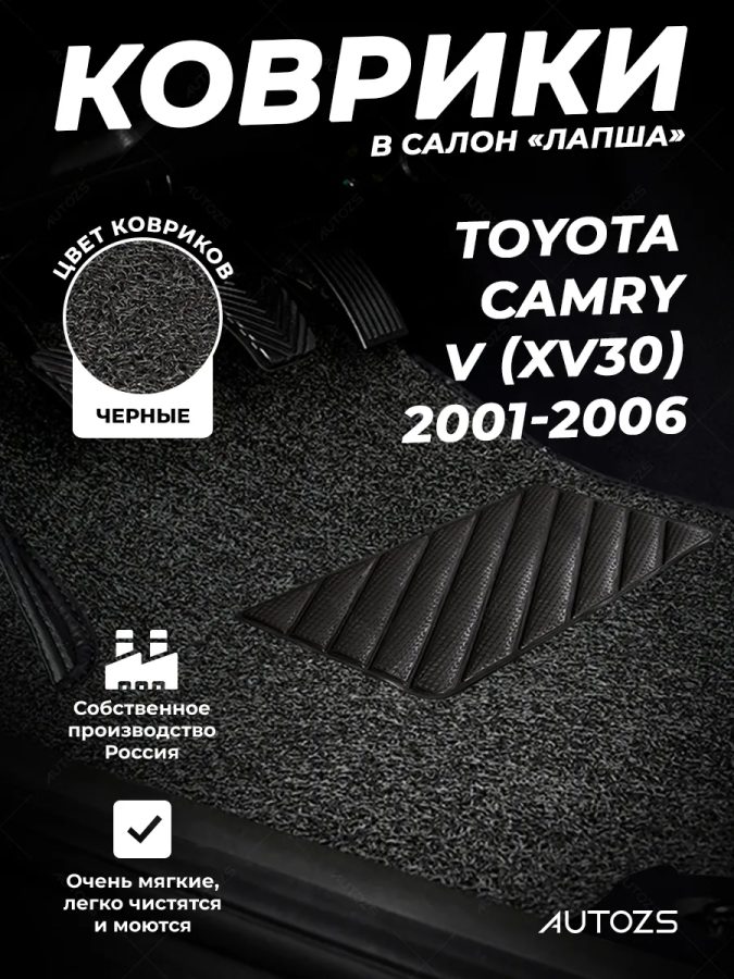 Коврики в салон ворсовые лапша для Toyota Camry V (XV30) (2001-2006)