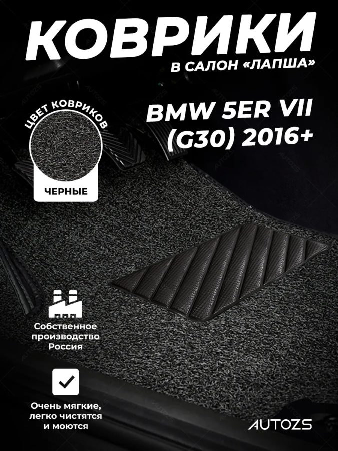 Коврики в салон ворсовые лапша для BMW 5er VII (G30) (2016+)