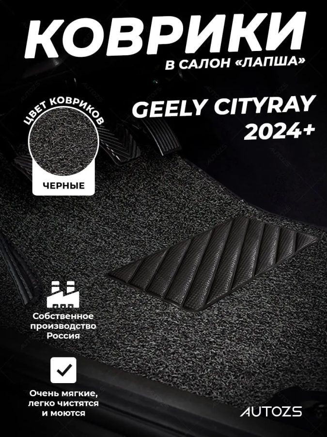 Коврики в салон ворсовые лапша для Geely Cityray (2024+)
