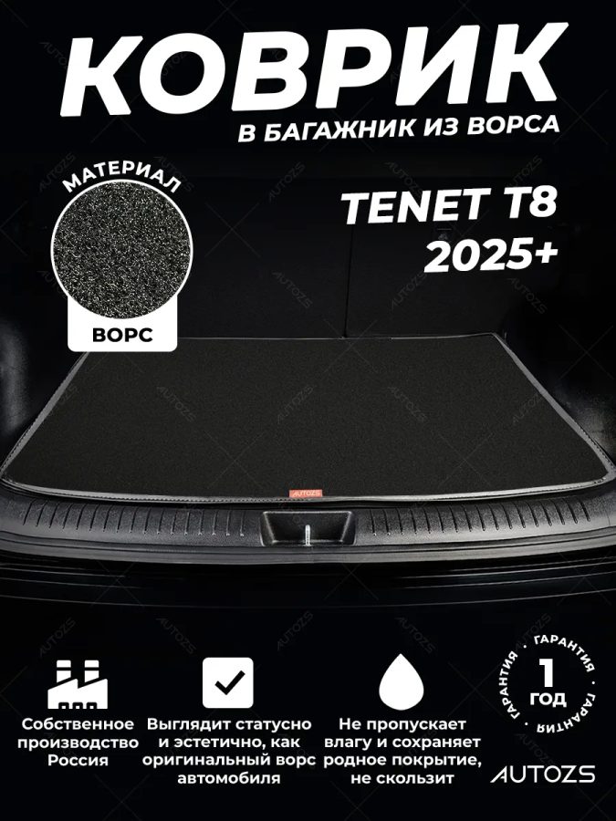 Ворсовый коврик в багажник TENET T8 2025+