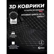 Кожаные 3D коврики Autozs Premium для Hyundai Santa Fe III (2012+)