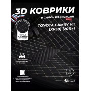 Кожаные 3D коврики с ворсом для Toyota Camry VII (XV50) (2011+)