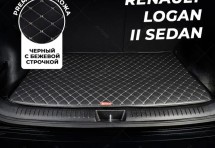 Кожаные коврики в багажник для Renault Logan II Седан (2014+)