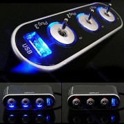 Разветвитель прикуривателя на 3 гнезда с USB