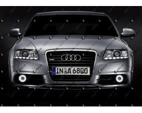 Светодиодные противотуманные фары с ангельскими глазками для Audi A6 C6 рестайлинг (2008-2010)