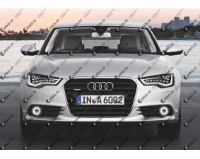 Светодиодные противотуманные фары с ангельскими глазками для Audi A6 C7 (2011-2014)