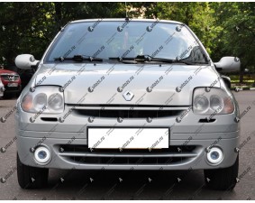 Светодиодные противотуманные фары с ангельскими глазками для Renault Clio 2 рестайлинг (2001-2003)