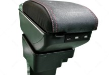 Подлокотник для Hyundai Solaris I (Verna) 2010-2017 Премиум красная строчка с USB