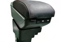 Подлокотник для Hyundai Solaris I (Verna) 2010-2017 Премиум красная строчка с USB