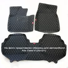 Кожаные 3D коврики Autozs Premium для Volkswagen Touareg II (2010-2014) (для 2-х зонных климат контролей)