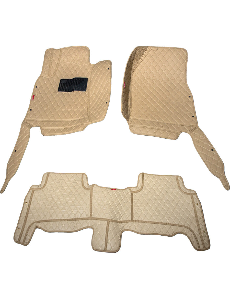Кожаные 3D коврики Autozs Premium для Toyota Land Cruiser 200 Series Рестайлинг (2012-2015) Бежевые